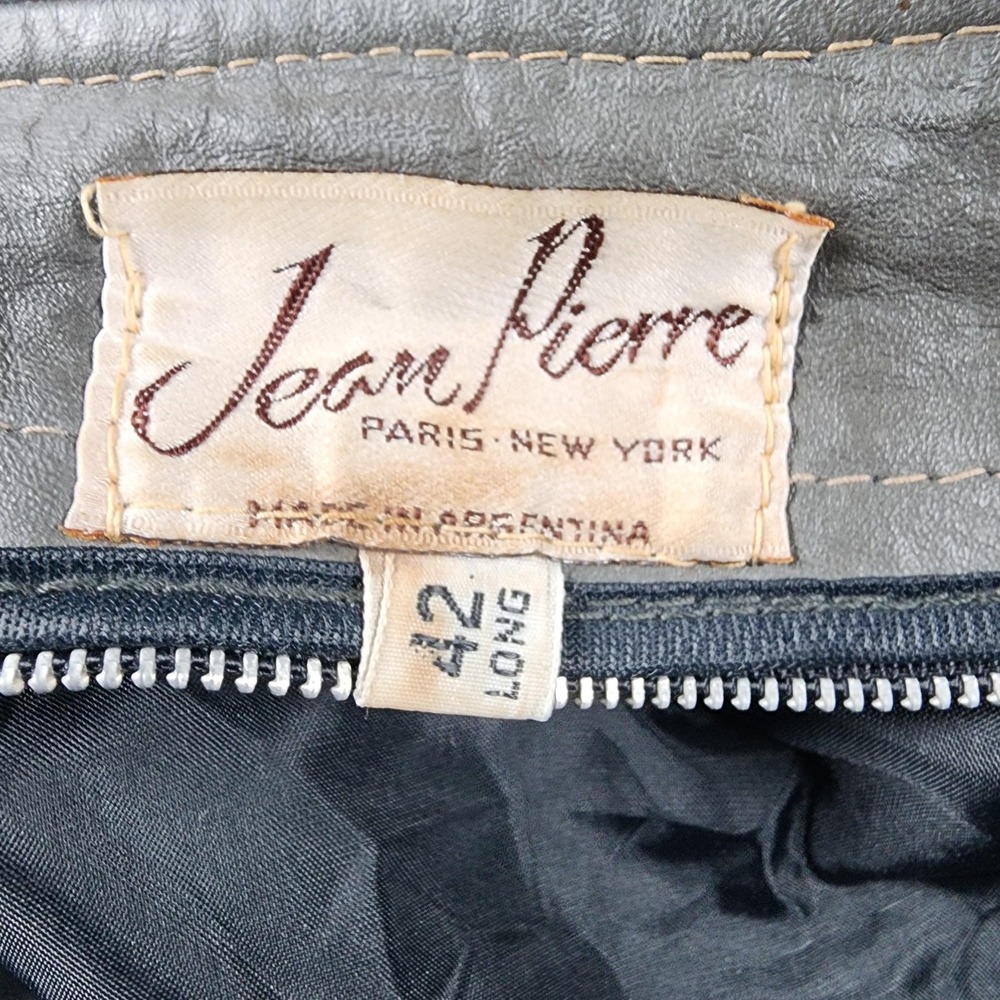 VINTAGE‎ Jean Pierre Leather Bomber Jacket Mens 42 Long Gray Made Argentina 60s - Picture 10 of 16